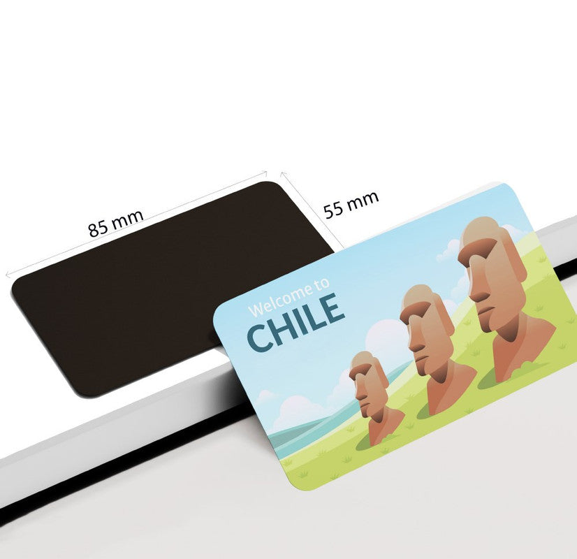 dhcrafts Rectangular Rubber Fridge Magnet / Magnetic Card Multicolor Chile D3 Design Pack of 1 (8.6cm x 5.4cm)